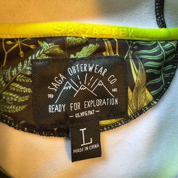 Saga Outerwear Saga Tech Hooded Pullover Adult Large Black Green Leaf Print - Picture 12 of 13